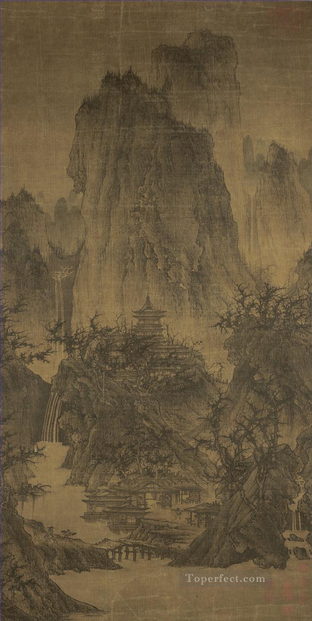 a solitary temple amid clearing peaks 960 Li Cheng traditional Chinese Oil Paintings